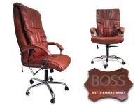 Офисное массажное кресло EGO BOSS EG1001Махагон в комплектации ELITE натуральная кожа - магазин СпортДоставка. Спортивные товары интернет магазин в Йошкар-Ола 